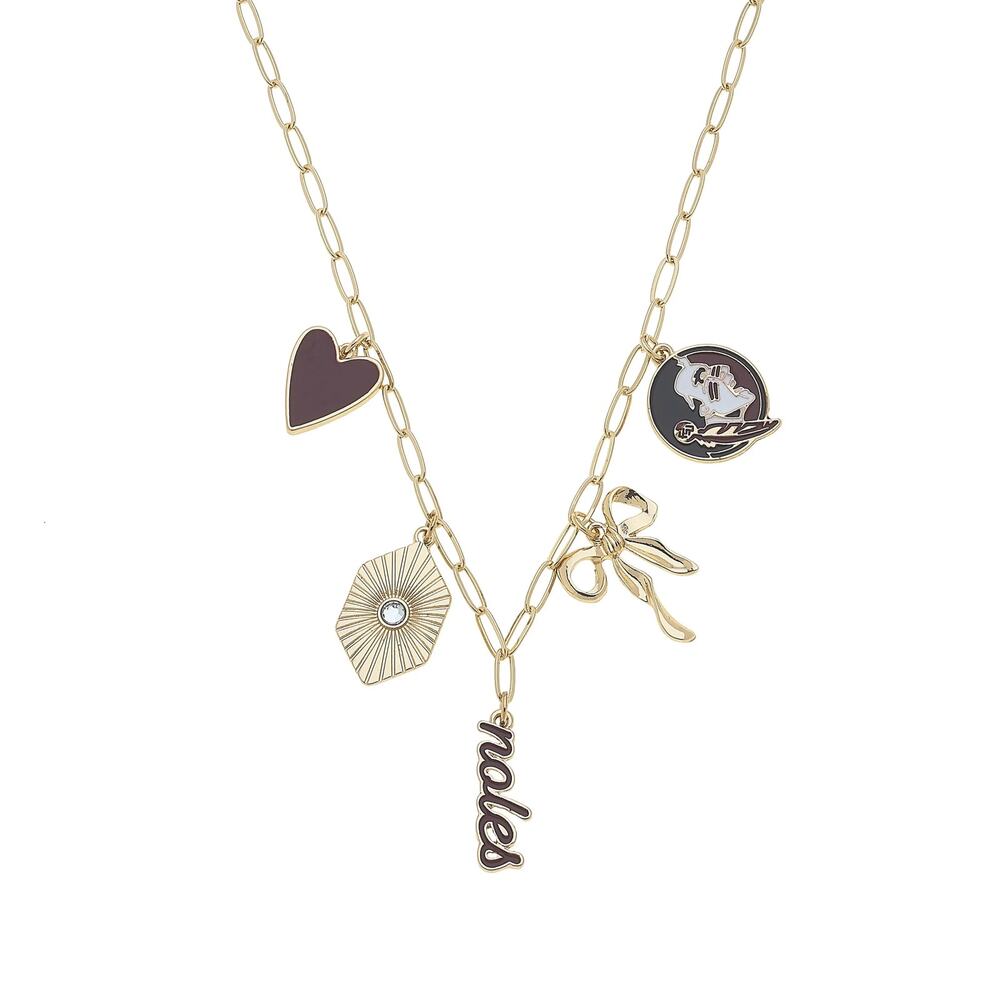 Gameday Charm Necklace – Garnet & Gold